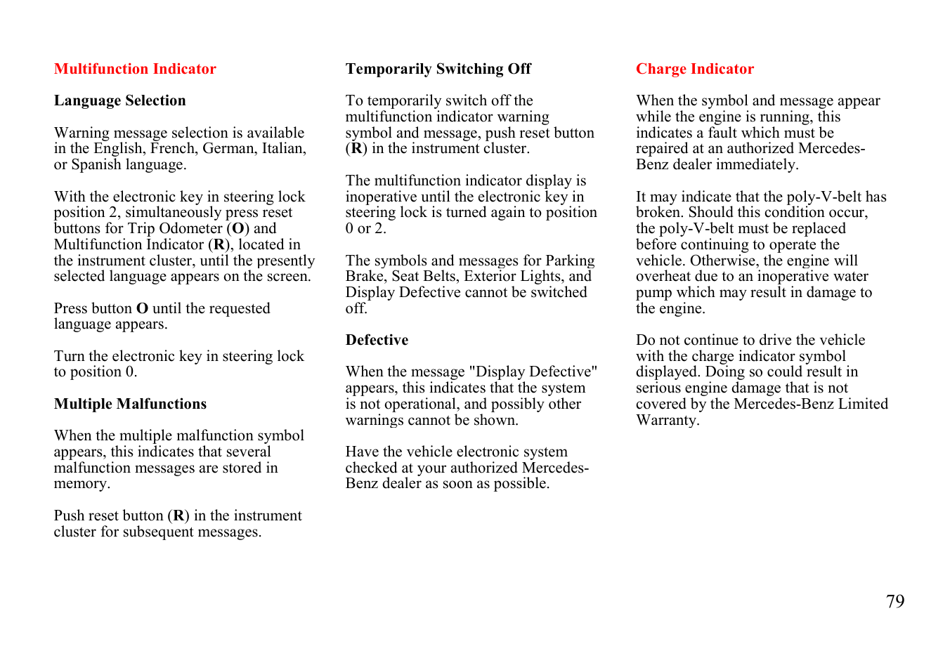 Mercedes-Benz E-class 1997 Emergency Operation User Manual | Page 4 / 74