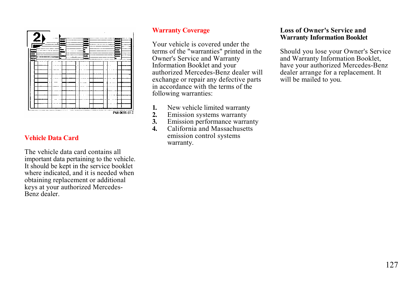 Mercedes-Benz E-class 1997 Emergency Operation User Manual | Page 52 / 74