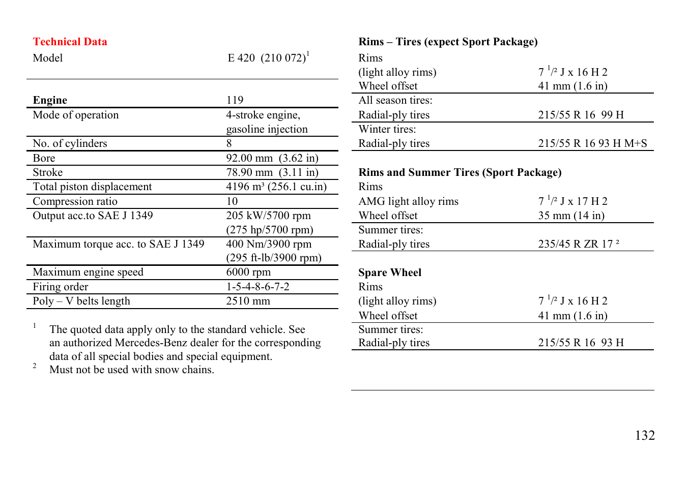 Mercedes-Benz E-class 1997 Emergency Operation User Manual | Page 57 / 74