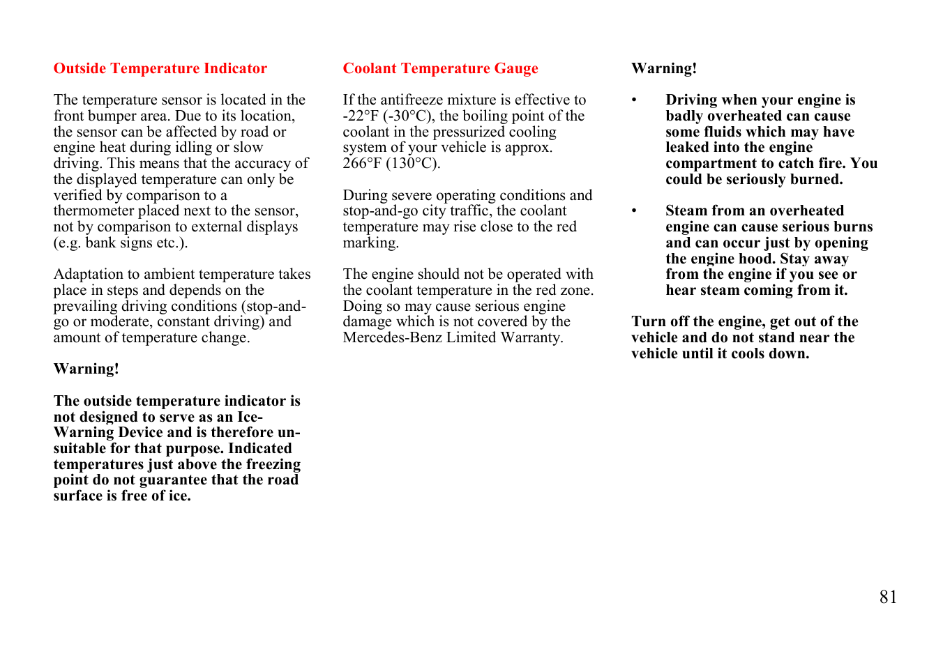 Mercedes-Benz E-class 1997 Emergency Operation User Manual | Page 6 / 74