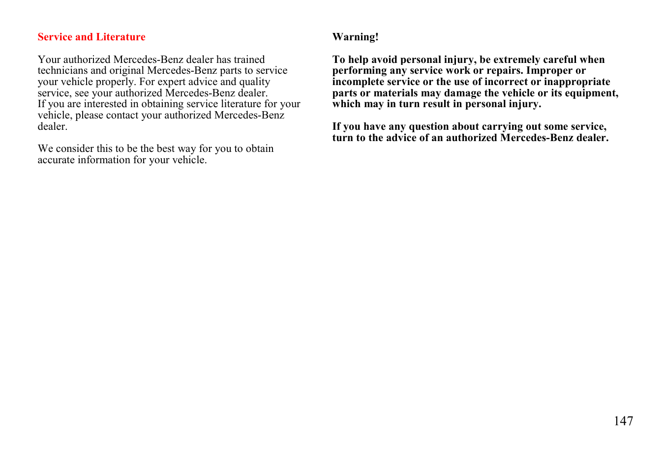 Mercedes-Benz E-class 1997 Emergency Operation User Manual | Page 72 / 74