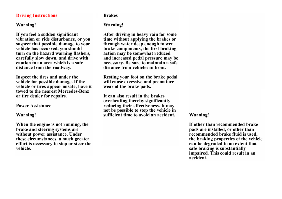 Mercedes-Benz E-class 1998 Starting and Turning Off the Engine User Manual | Page 3 / 35