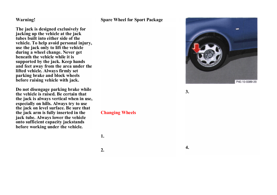 Mercedes-Benz E-class 1998 Emergency Operation User Manual | Page 33 / 40