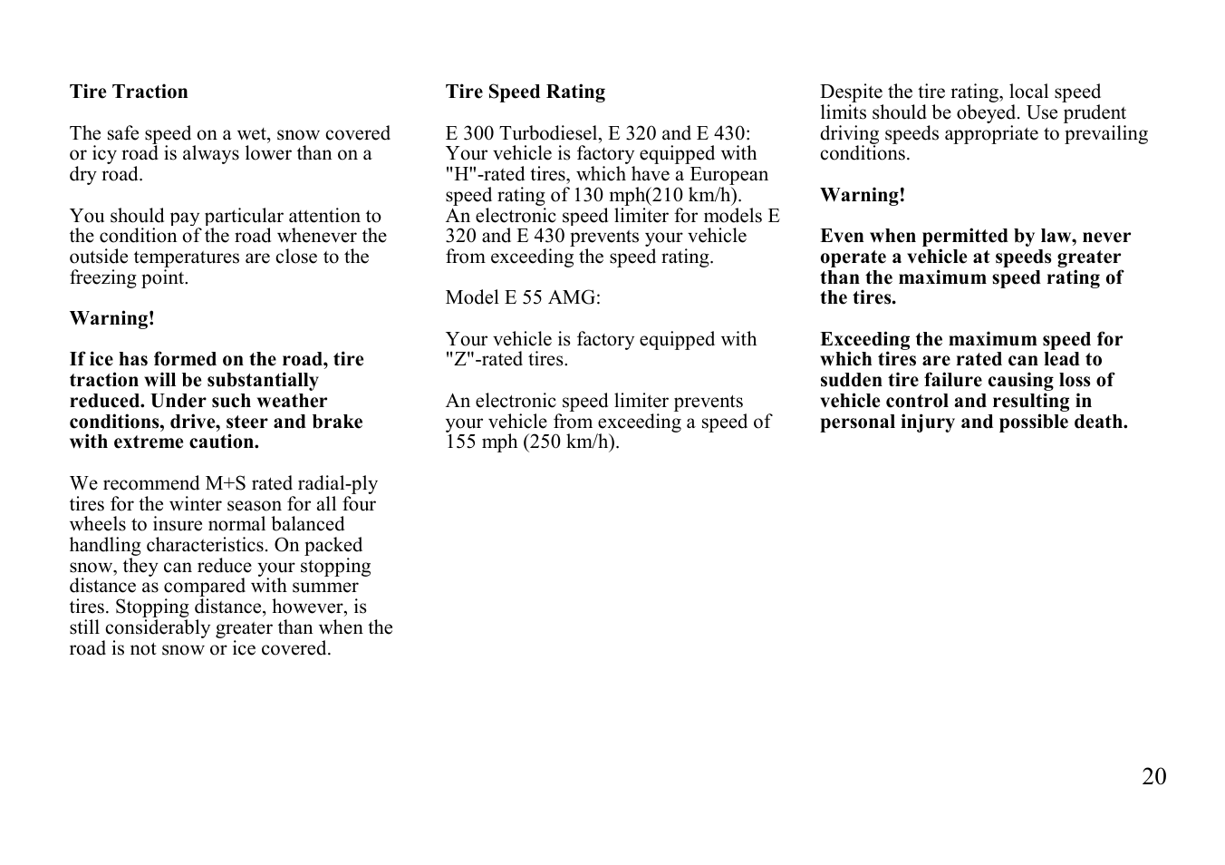 Mercedes-Benz E-class 1999 Owners Manual User Manual | Page 20 / 20