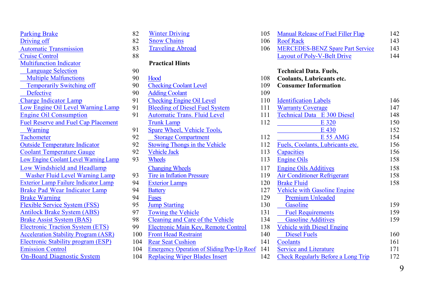 Mercedes-Benz E-class 1999 Owners Manual User Manual | Page 9 / 20