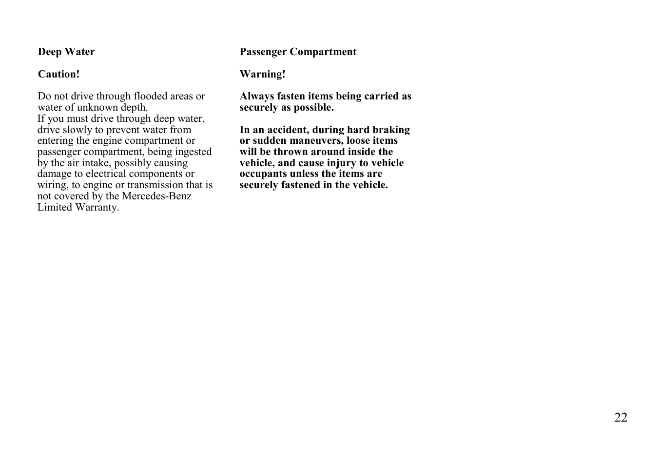 Mercedes-Benz E-class 1999 Winter Driving Instructions User Manual | Page 2 / 40