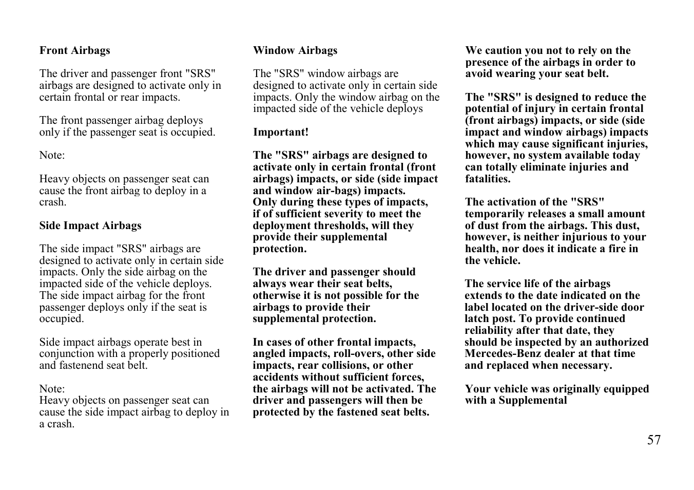 Mercedes-Benz E-class 1999 Winter Driving Instructions User Manual | Page 37 / 40