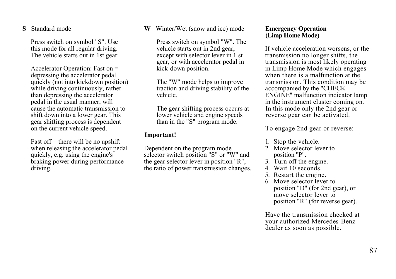 Mercedes-Benz E-class 1999 Additions to Manual User Manual | Page 27 / 40