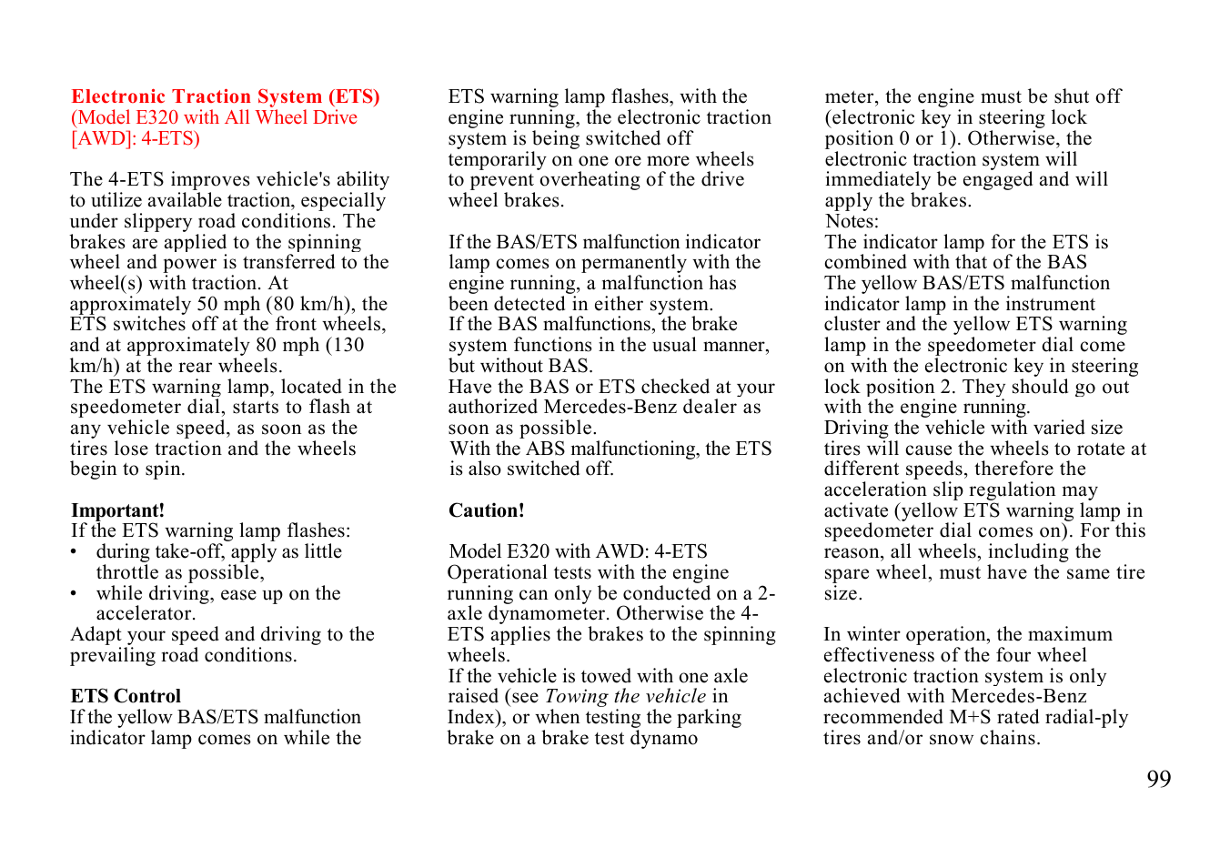 Mercedes-Benz E-class 1999 Additions to Manual User Manual | Page 39 / 40
