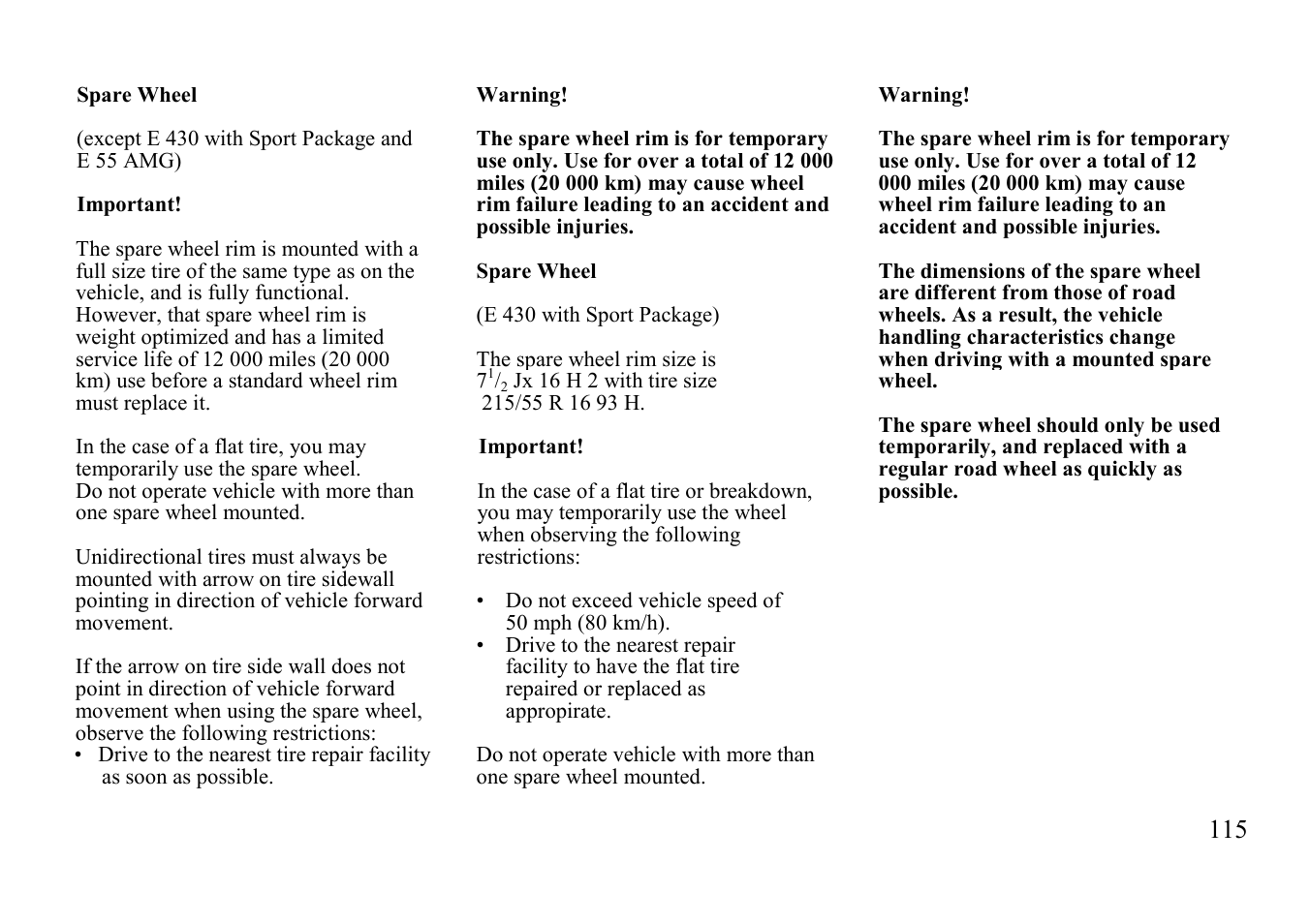 Mercedes-Benz E-class 1999 Control Switch User Manual | Page 15 / 73