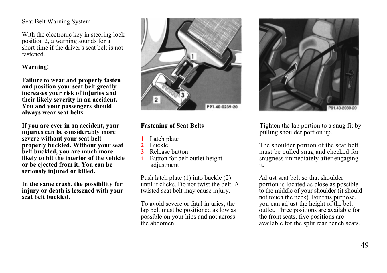 Mercedes-Benz E 320 Wagon 1999 Operation Manual User Manual | Page 29 / 30