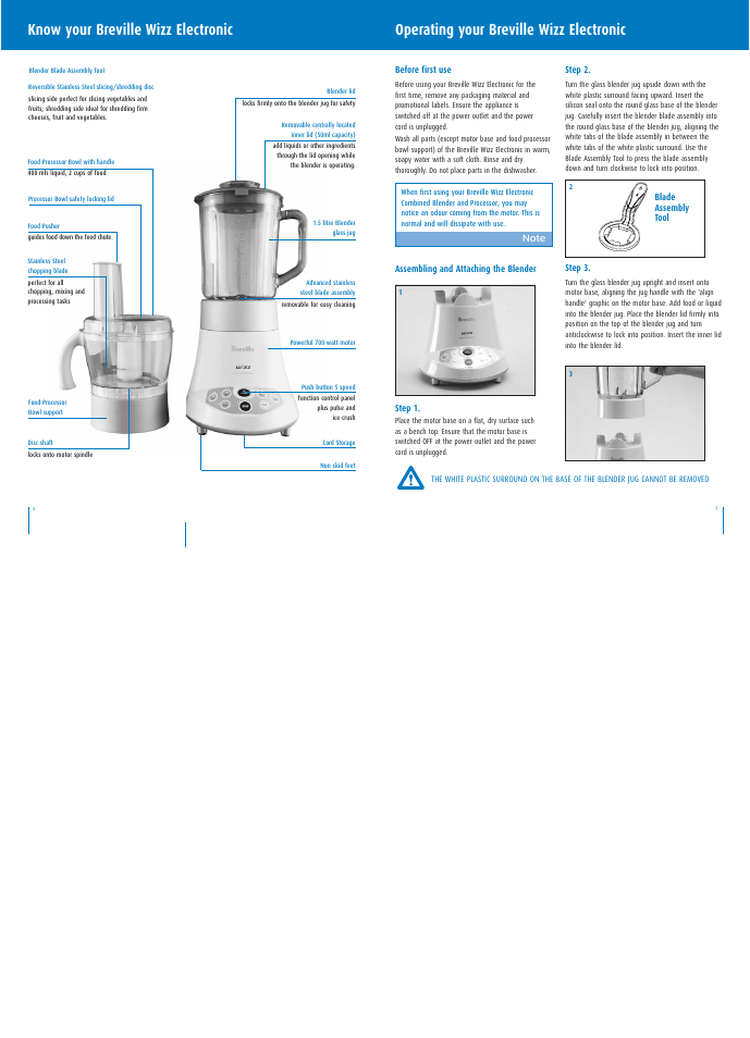 Operating your breville wizz electronic, Know your breville wizz electronic | Breville BBL500 User Manual | Page 4 / 19