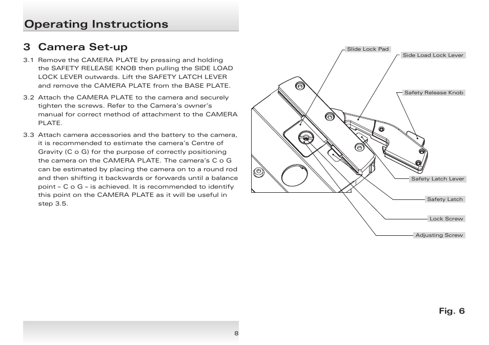 Operating instructions, 3 camera set-up, Fig. 6 | Miller Cineline 70 User Manual | Page 8 / 16