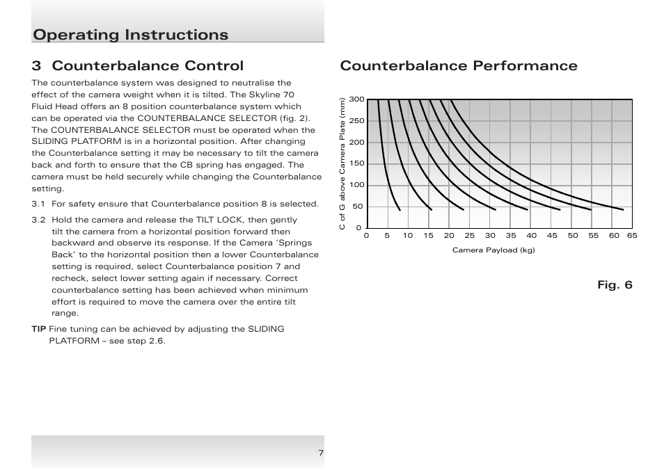 Operating instructions, 3 counterbalance control, Counterbalance performance | Fig. 6 | Miller Skyline 70 User Manual | Page 8 / 12