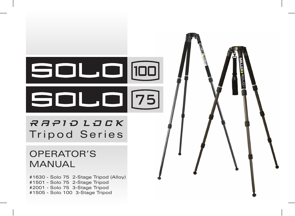 Miller Solo 100 Tripods User Manual | 8 pages