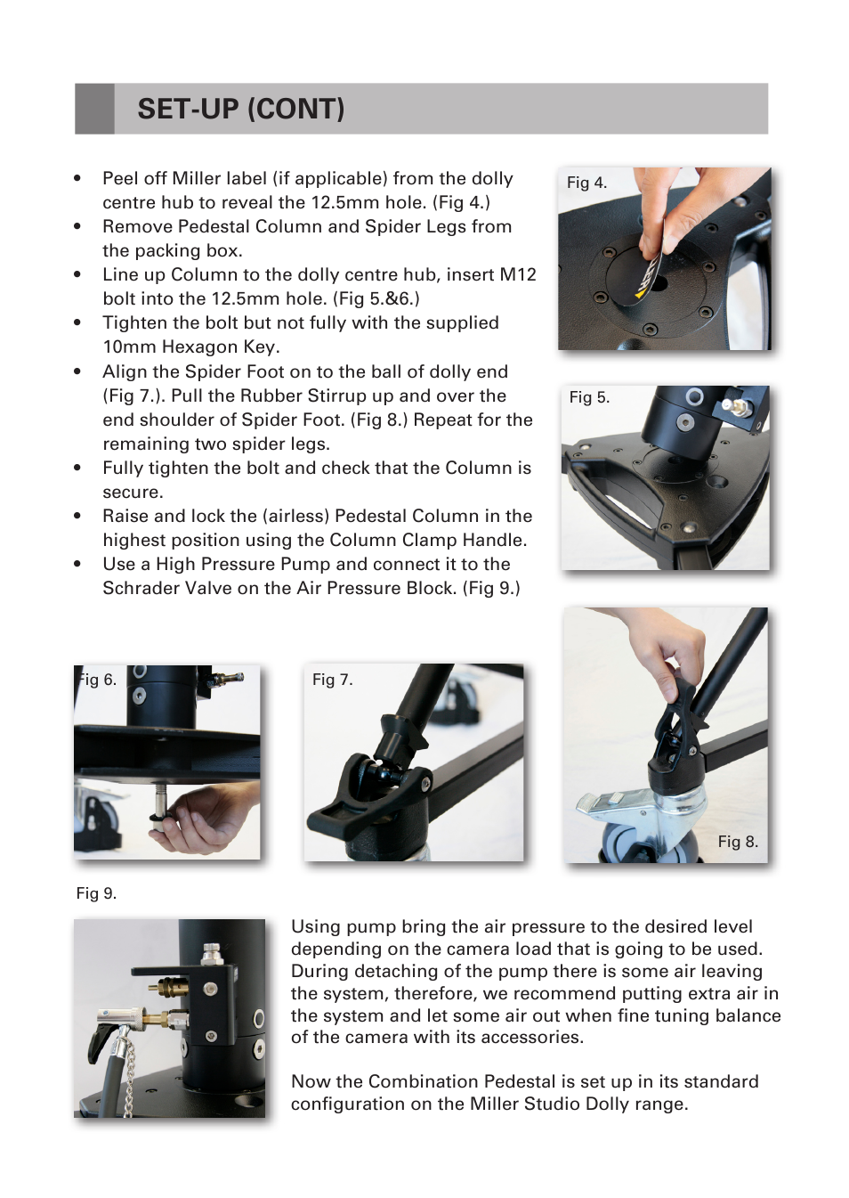 Set-up (cont) | Miller Combination Pedestal User Manual | Page 4 / 8