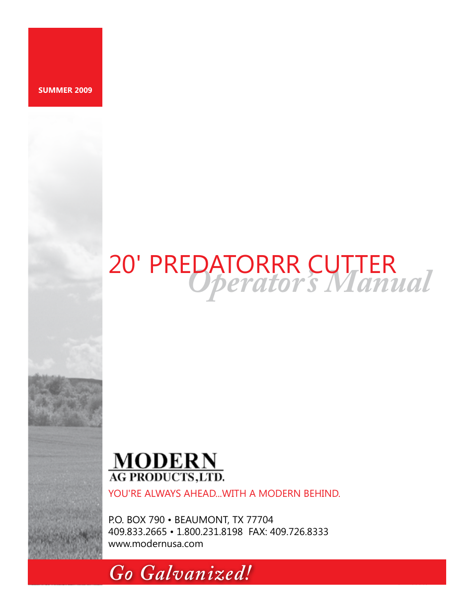 Modern AG 20' Predator User Manual | 101 pages