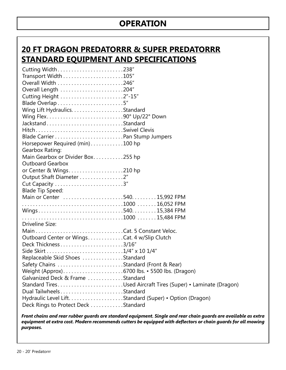 Operation | Modern AG 20' Predator User Manual | Page 20 / 101