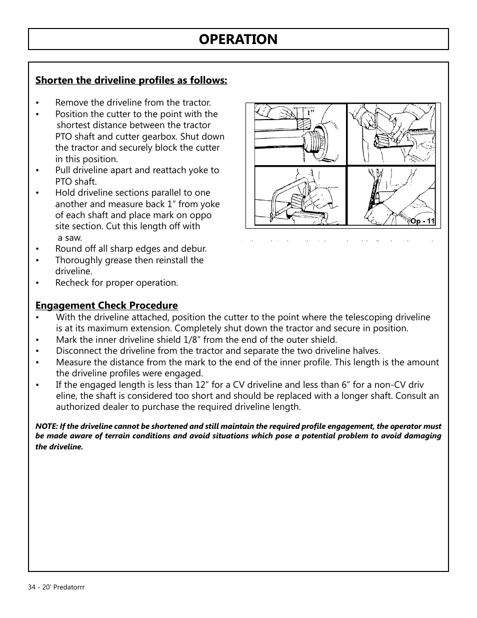 Operation, Opera tion | Modern AG 20' Predator User Manual | Page 34 / 101