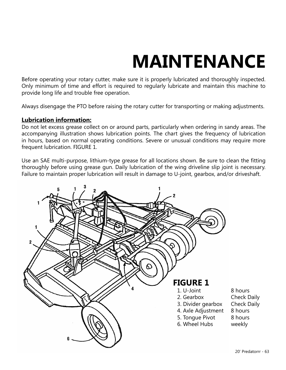 Maintenance, Figure 1 | Modern AG 20' Predator User Manual | Page 63 / 101