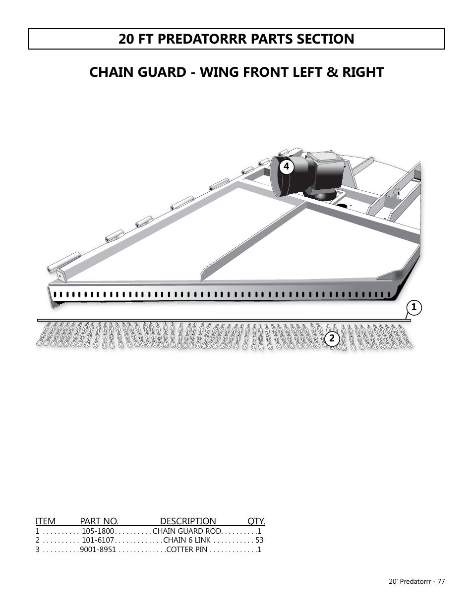 Chain guard - wing front left & right | Modern AG 20' Predator User Manual | Page 77 / 101