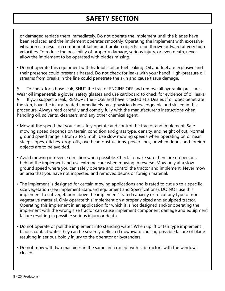 Modern AG 20' Predator User Manual | Page 8 / 101
