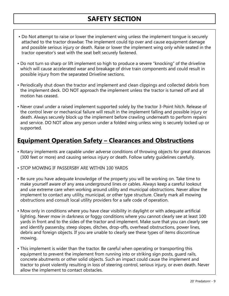 Modern AG 20' Predator User Manual | Page 9 / 101