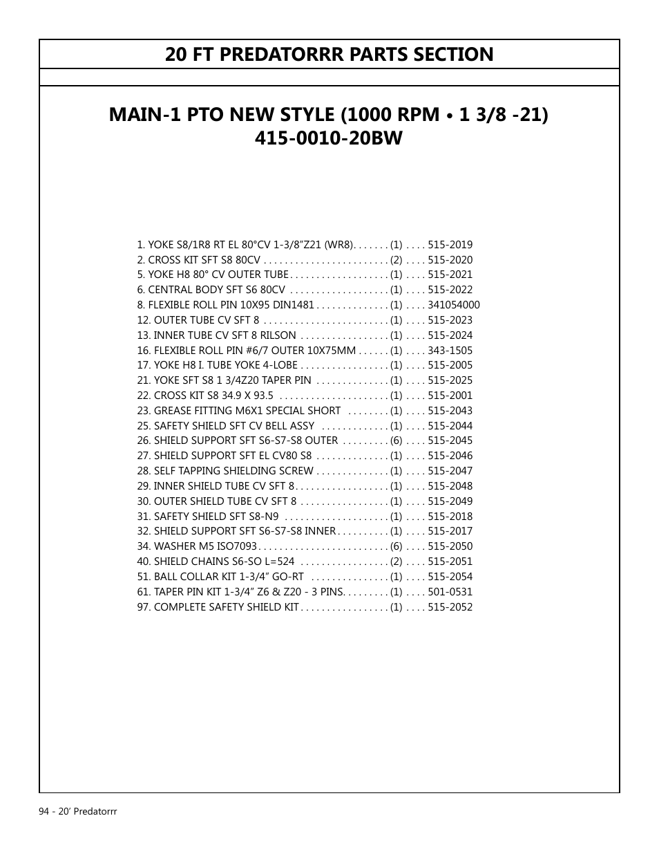 Modern AG 20' Predator User Manual | Page 94 / 101