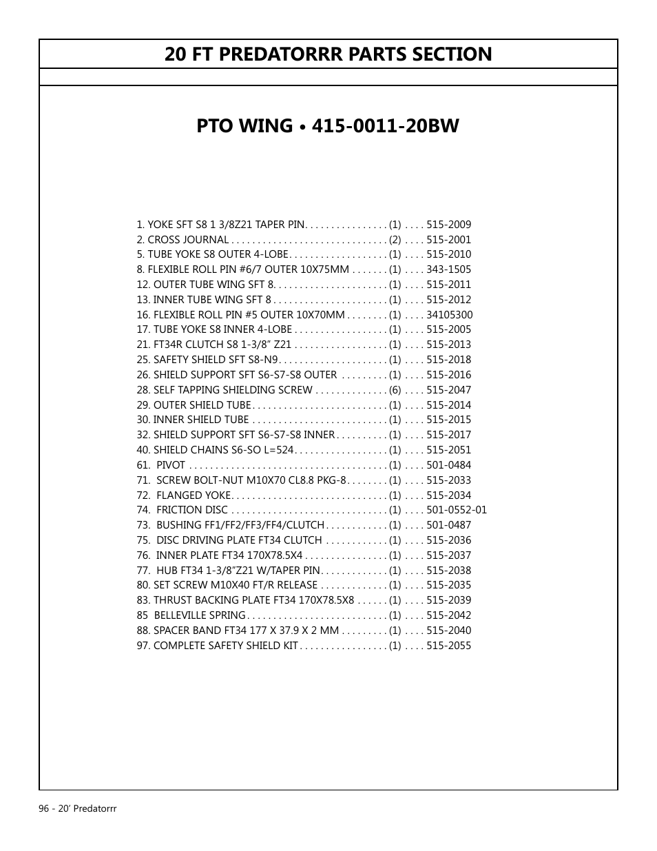 Modern AG 20' Predator User Manual | Page 96 / 101