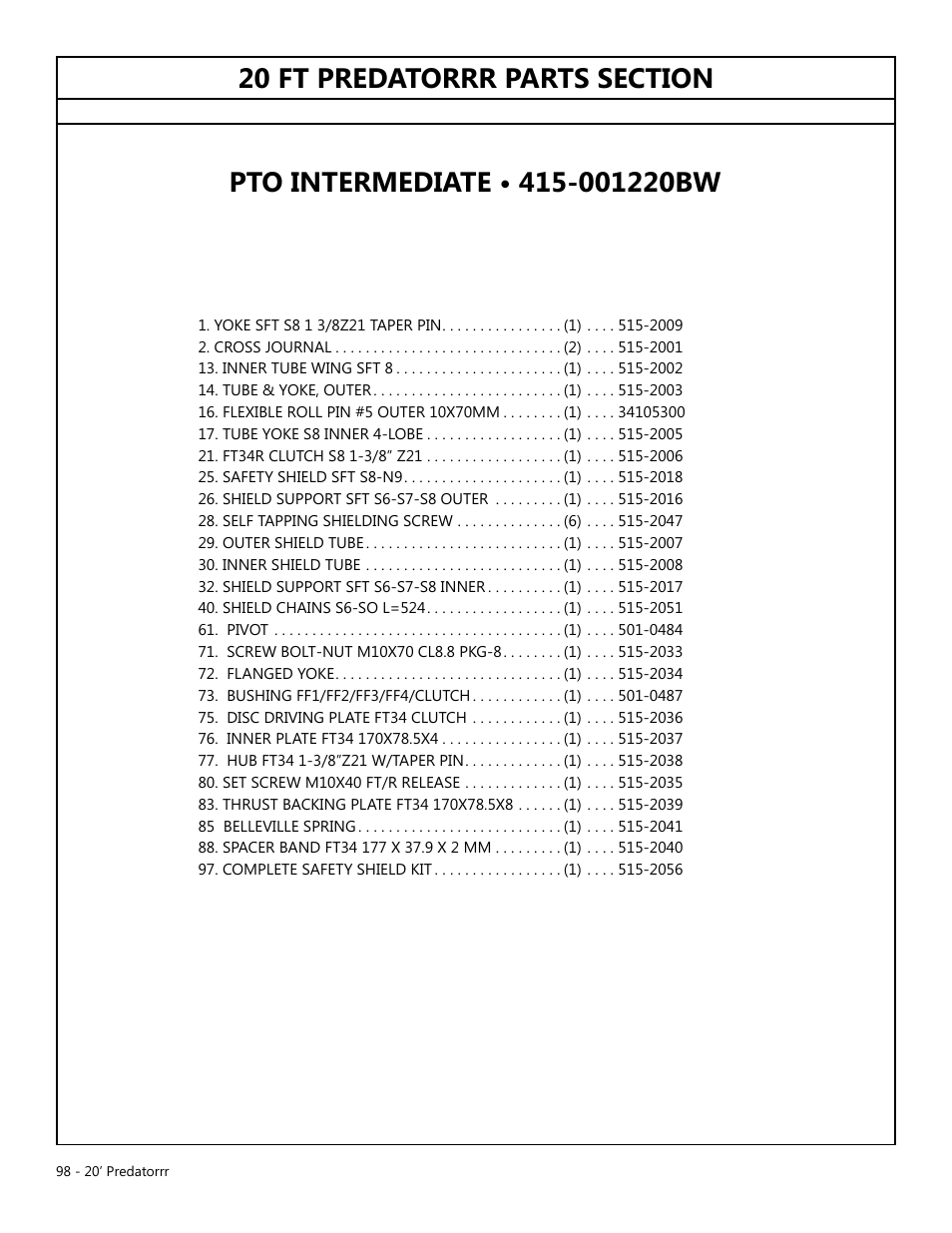 Modern AG 20' Predator User Manual | Page 98 / 101