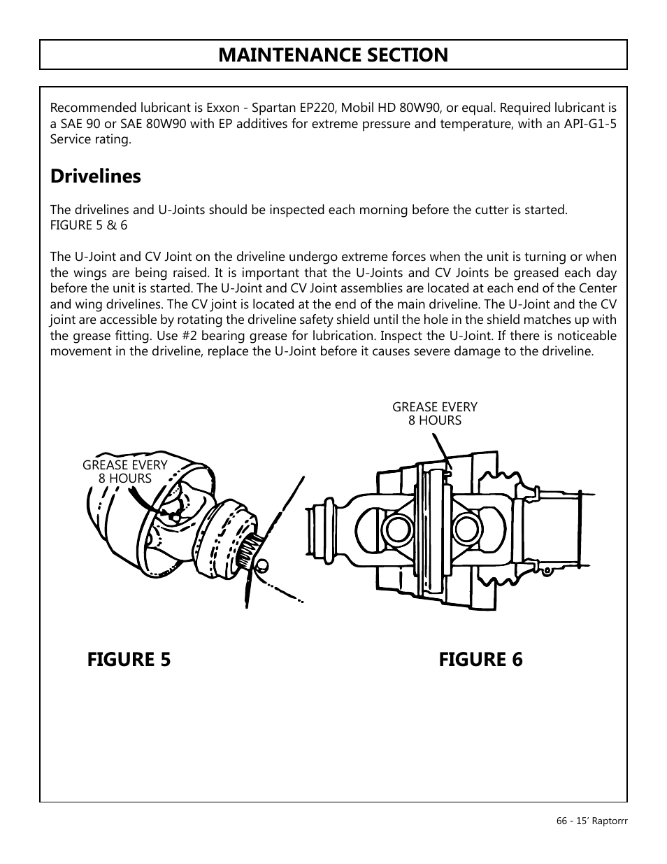 Drivelines, Figure 5 figure 6 | Modern AG 15' Raptor User Manual | Page 66 / 99