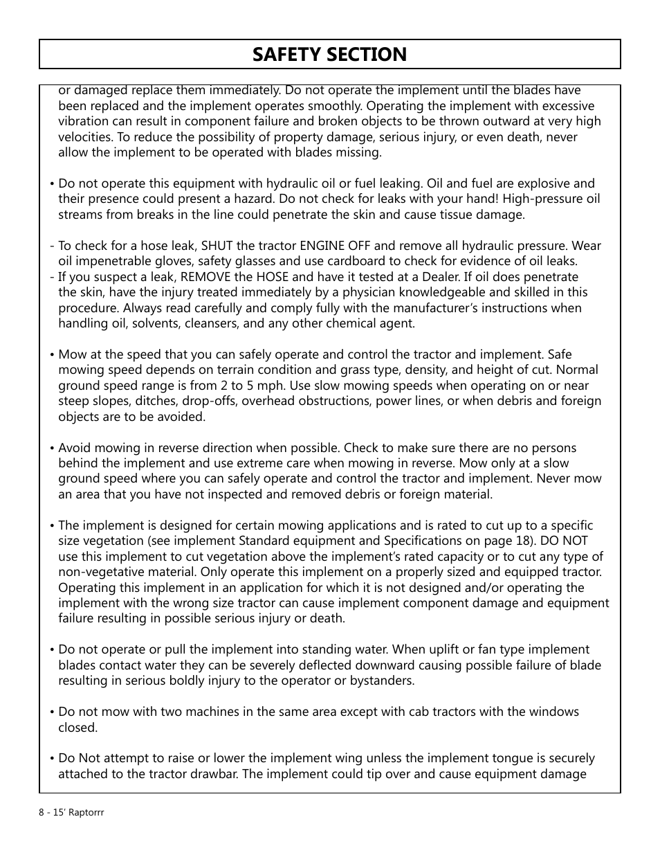 Modern AG 15' Raptor User Manual | Page 8 / 99
