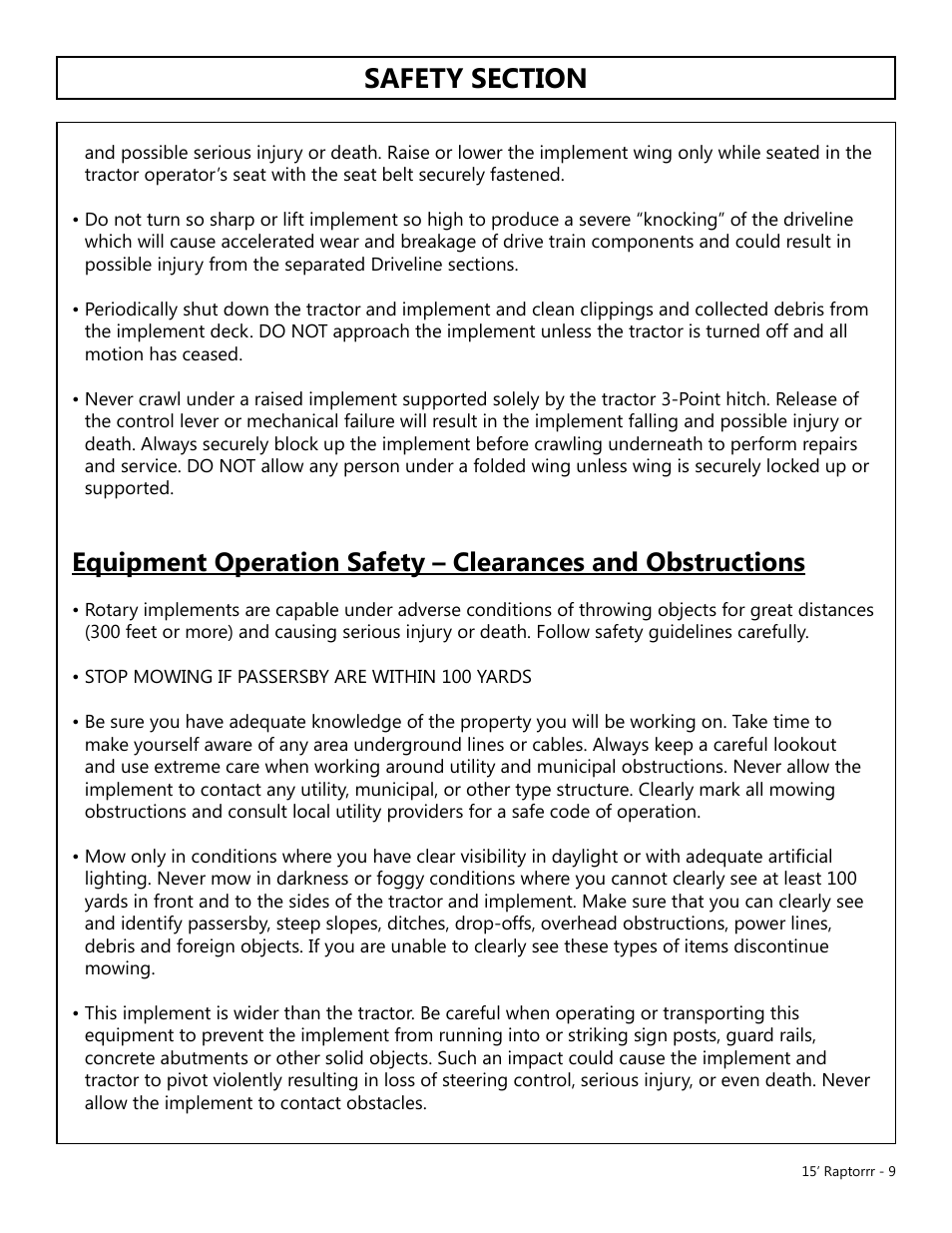 Modern AG 15' Raptor User Manual | Page 9 / 99