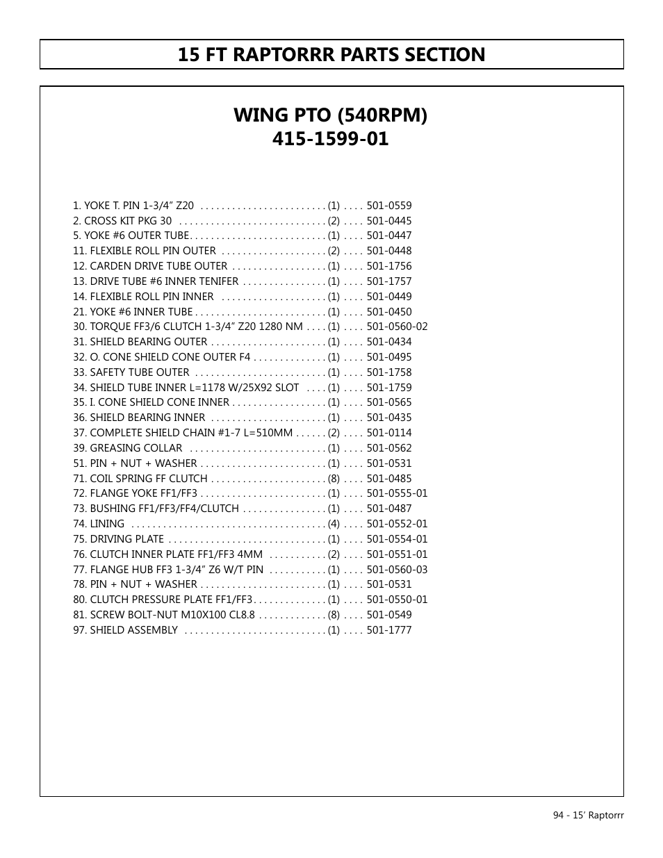 Modern AG 15' Raptor User Manual | Page 94 / 99