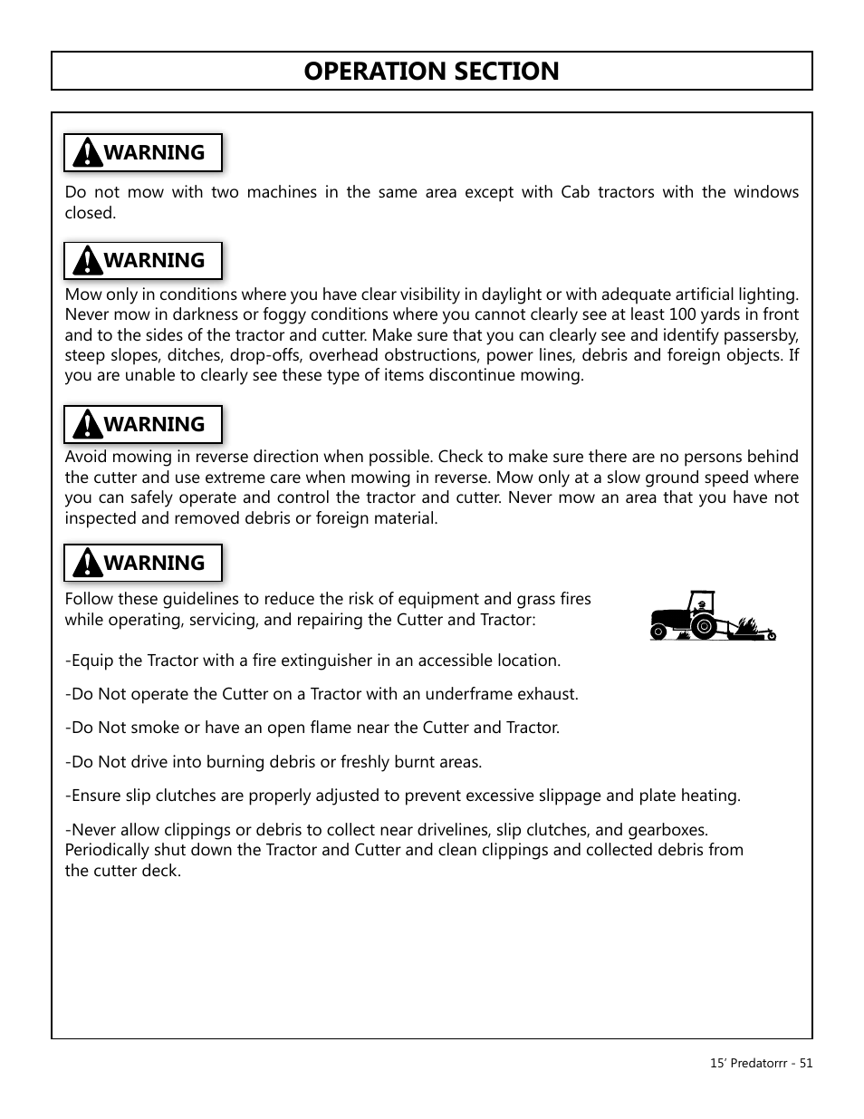 Operation, Opera tion | Modern AG 15' Predator - Omni User Manual | Page 51 / 99