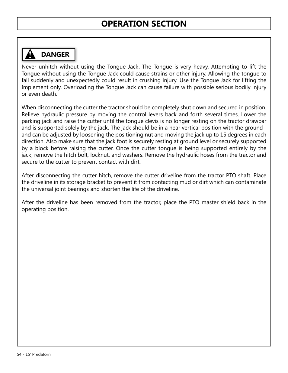 Danger | Modern AG 15' Predator - Omni User Manual | Page 54 / 99