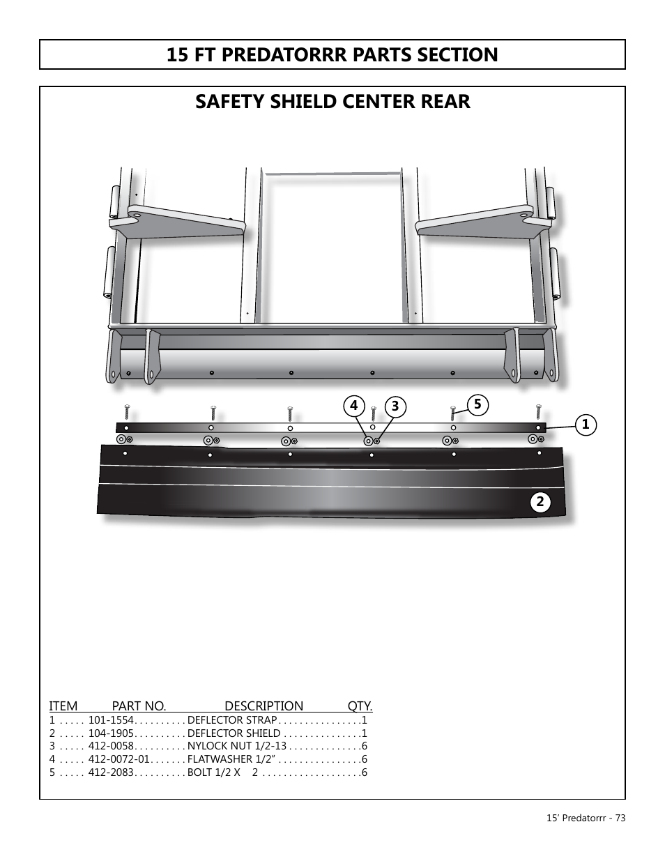 Safety shield center rear | Modern AG 15' Predator - Omni User Manual | Page 73 / 99