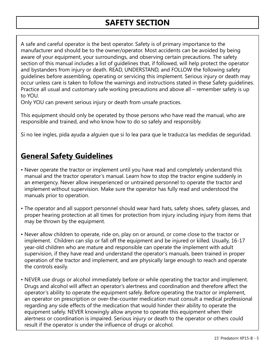 General safety guidelines | Modern AG 15' Predator - Bondioli User Manual | Page 5 / 111