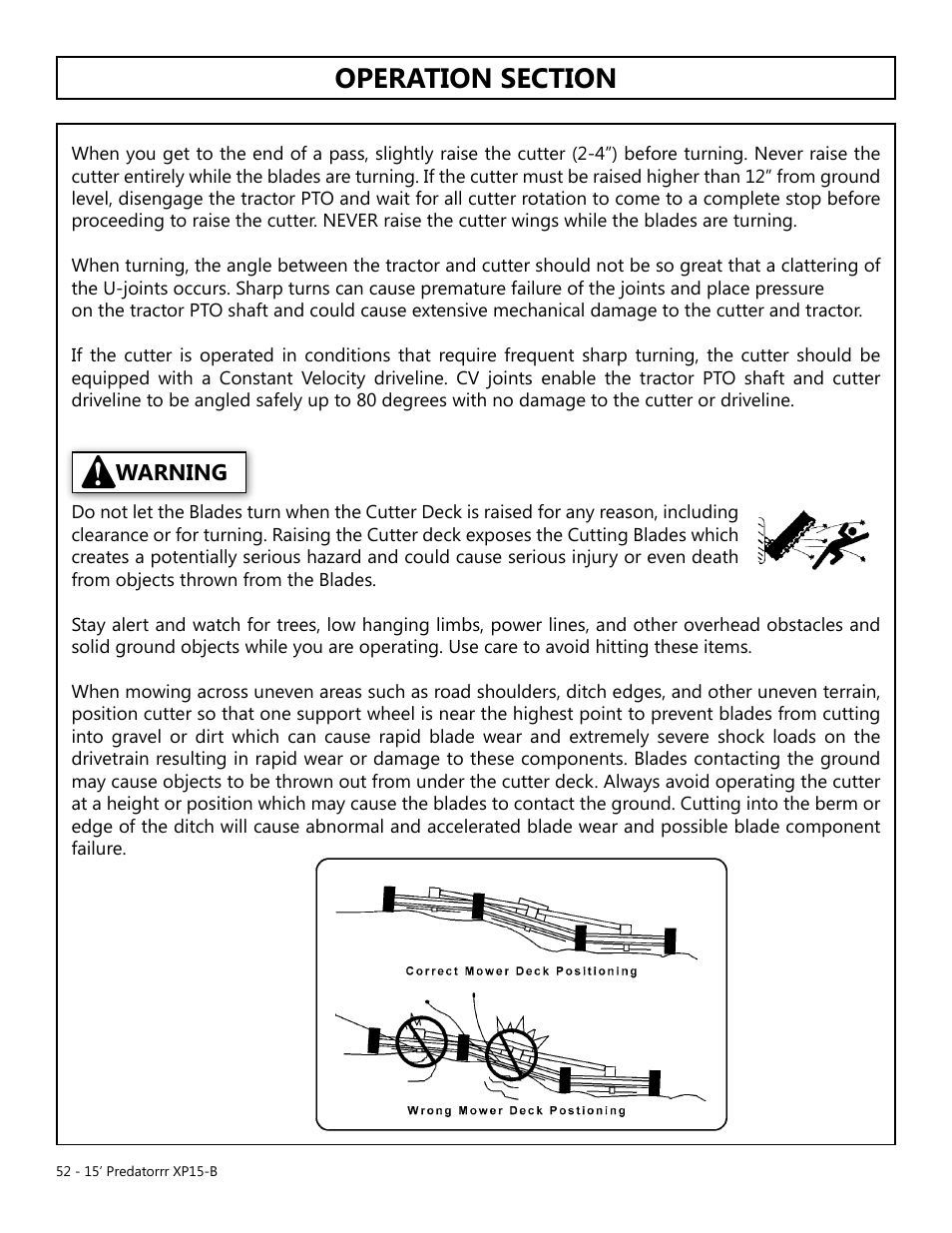 Operation, Opera tion, Warning | Modern AG 15' Predator - Bondioli User Manual | Page 52 / 111