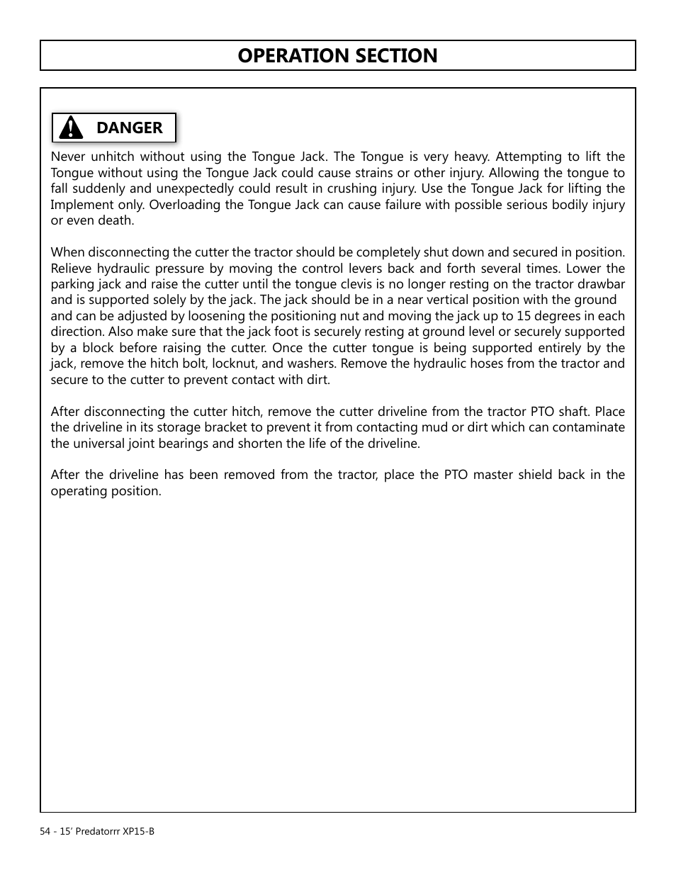 Danger | Modern AG 15' Predator - Bondioli User Manual | Page 54 / 111