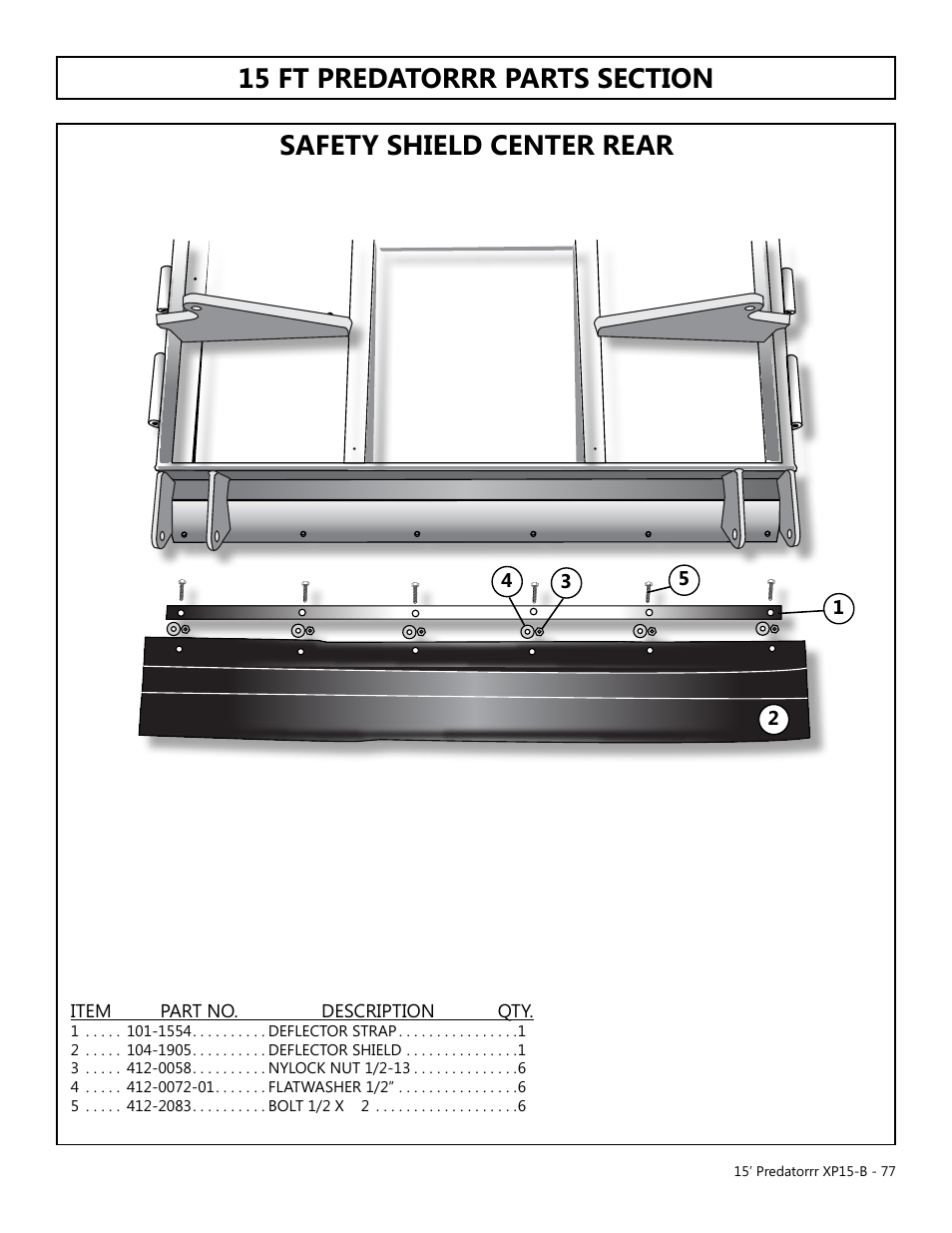 Safety shield center rear | Modern AG 15' Predator - Bondioli User Manual | Page 77 / 111