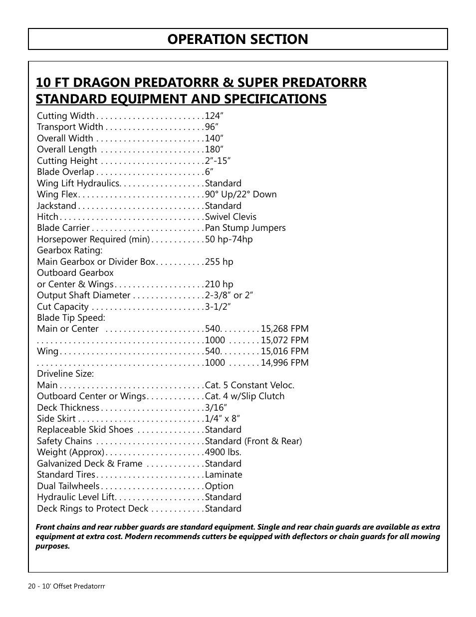 Modern AG 10' Offset Flex Predator User Manual | Page 20 / 101