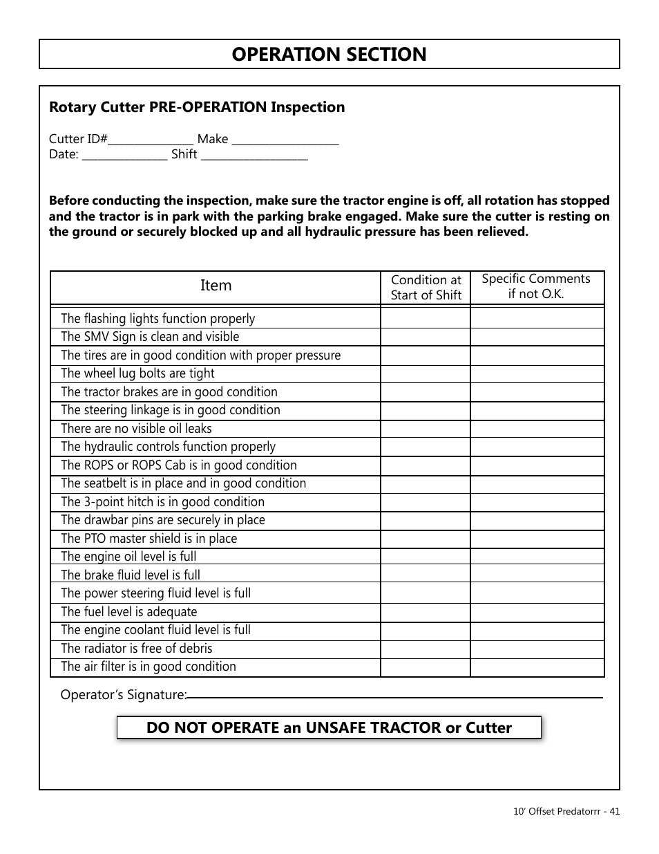Modern AG 10' Offset Flex Predator User Manual | Page 41 / 101