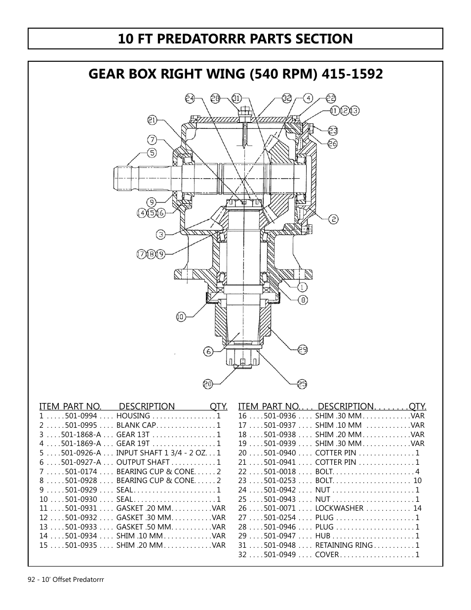Modern AG 10' Offset Flex Predator User Manual | Page 92 / 101