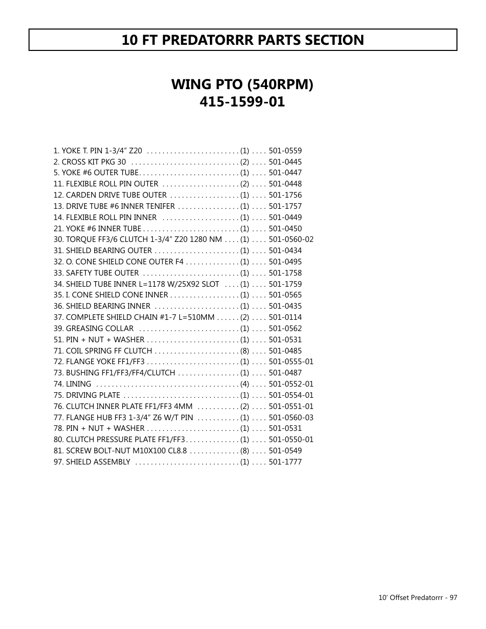 Modern AG 10' Offset Flex Predator User Manual | Page 97 / 101
