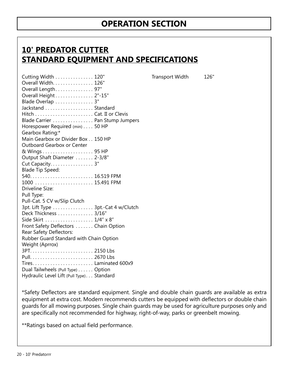 Modern AG 10' Predator User Manual | Page 20 / 76