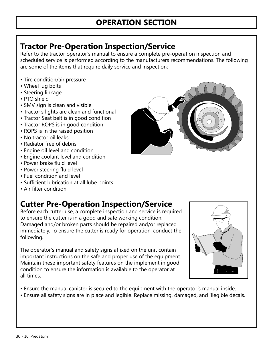 Cutter pre-operation inspection/service | Modern AG 10' Predator User Manual | Page 30 / 76