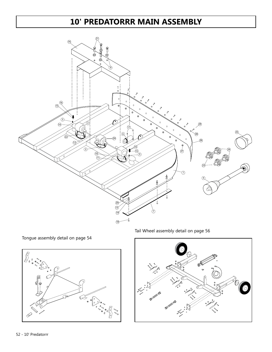 10' predatorrr main assembly, 52 - 10' predatorrr | Modern AG 10' Predator User Manual | Page 52 / 76