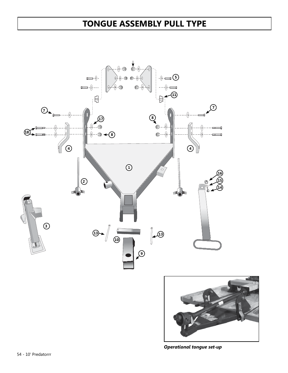 Tongue assembly pull type | Modern AG 10' Predator User Manual | Page 54 / 76