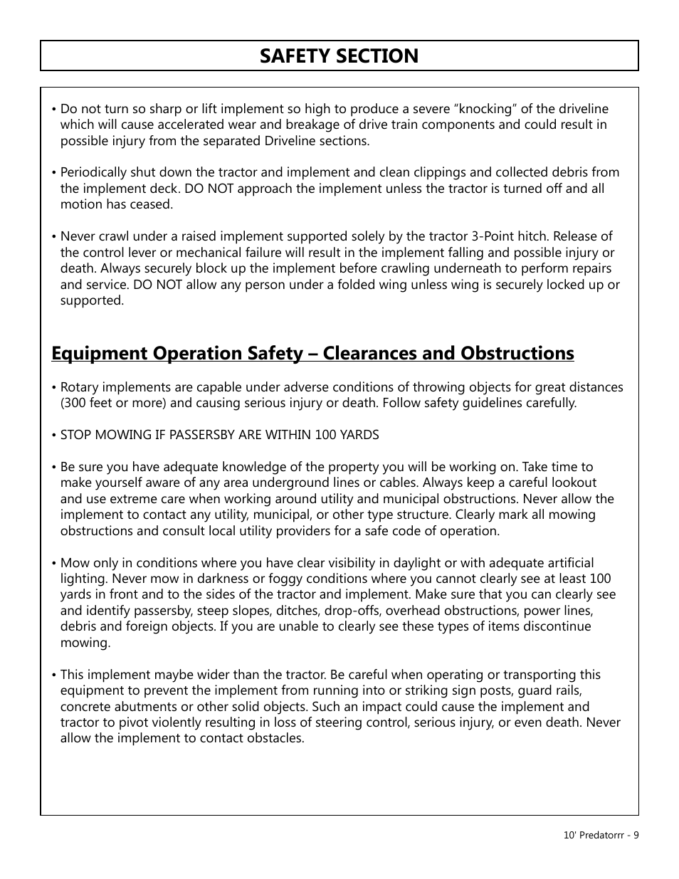 Modern AG 10' Predator User Manual | Page 9 / 76
